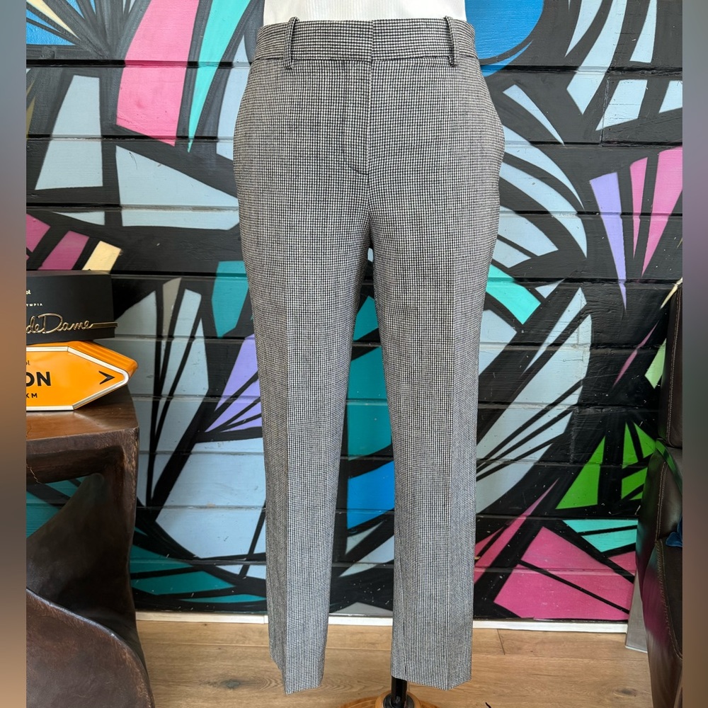 NWT THEORY black/ white houndstooth wool ankle trousers, size 4, Retails…